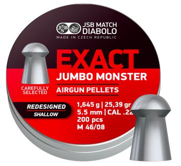 Пули JSB Exact Jumbo Monster Redisigned Shallow 5,52 мм, 1,645 грамм, 200 штук